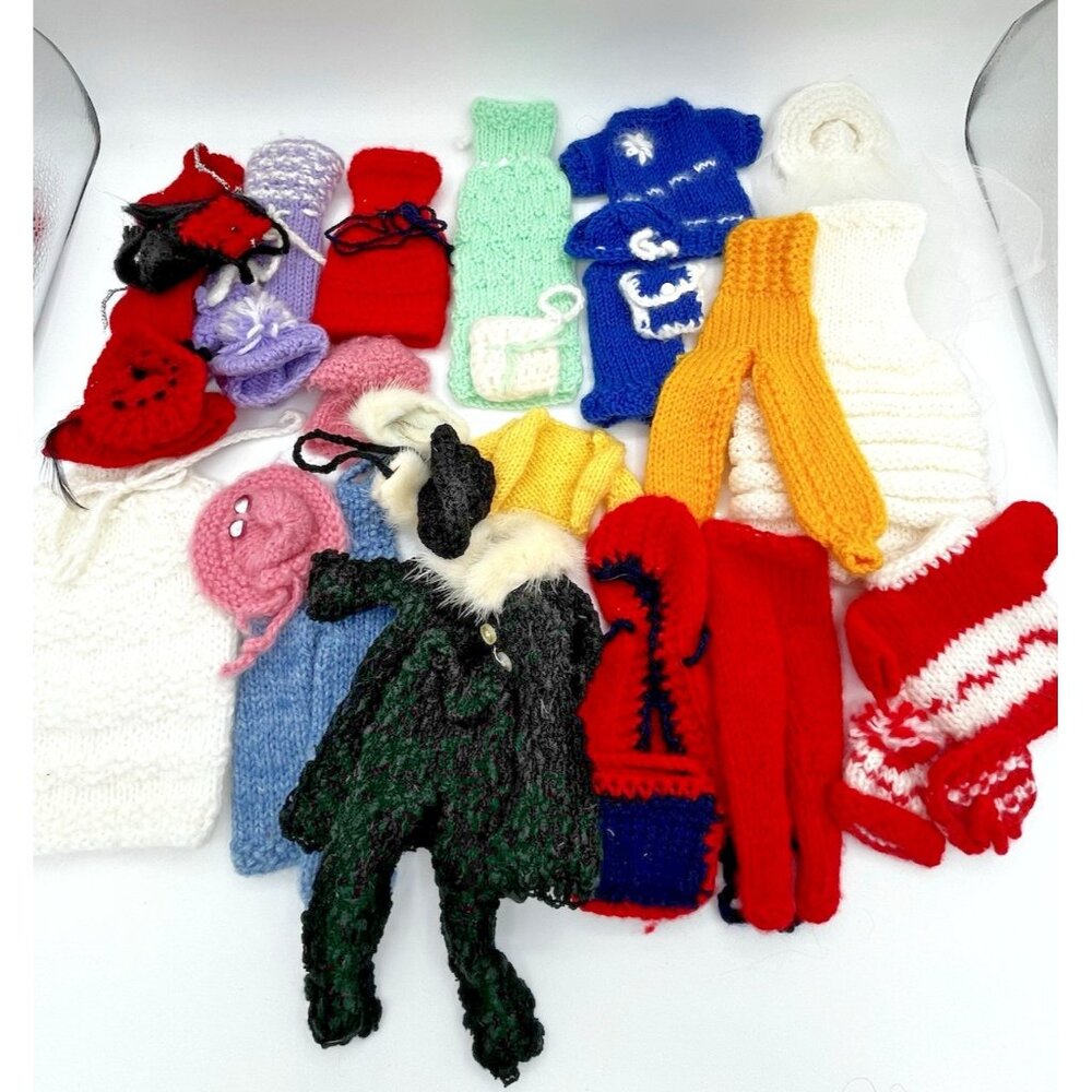 Vintage Barbie Clothing Fashion Clone Size knit knitted Crochet Lot 33 pieces
